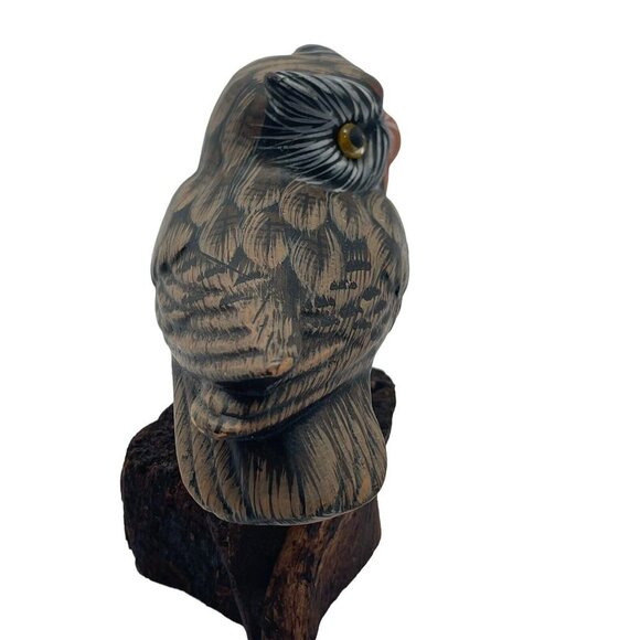 Vintage Enesco Owl Perched On Wood Figurine 1986 - Picture 5 of 16